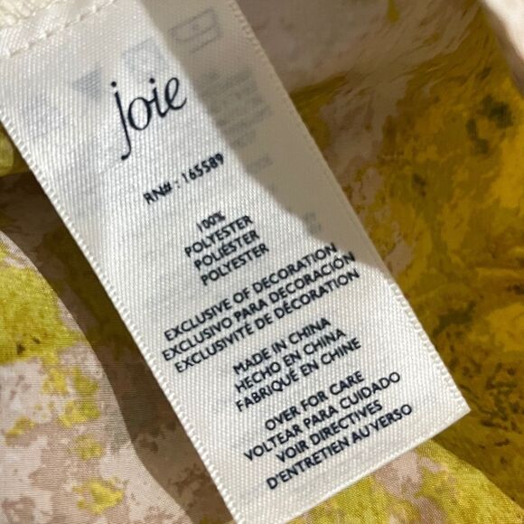 Joie Women’s Green Porcelain Smocked Neck Abstract Print Shmmer Top Sz-XS/S - Picture 7 of 9